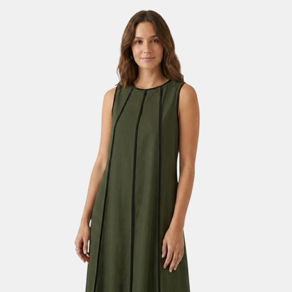 Armaxio | Women’s Contrast Trim Maxi Dress Loose Fit Tank Dress