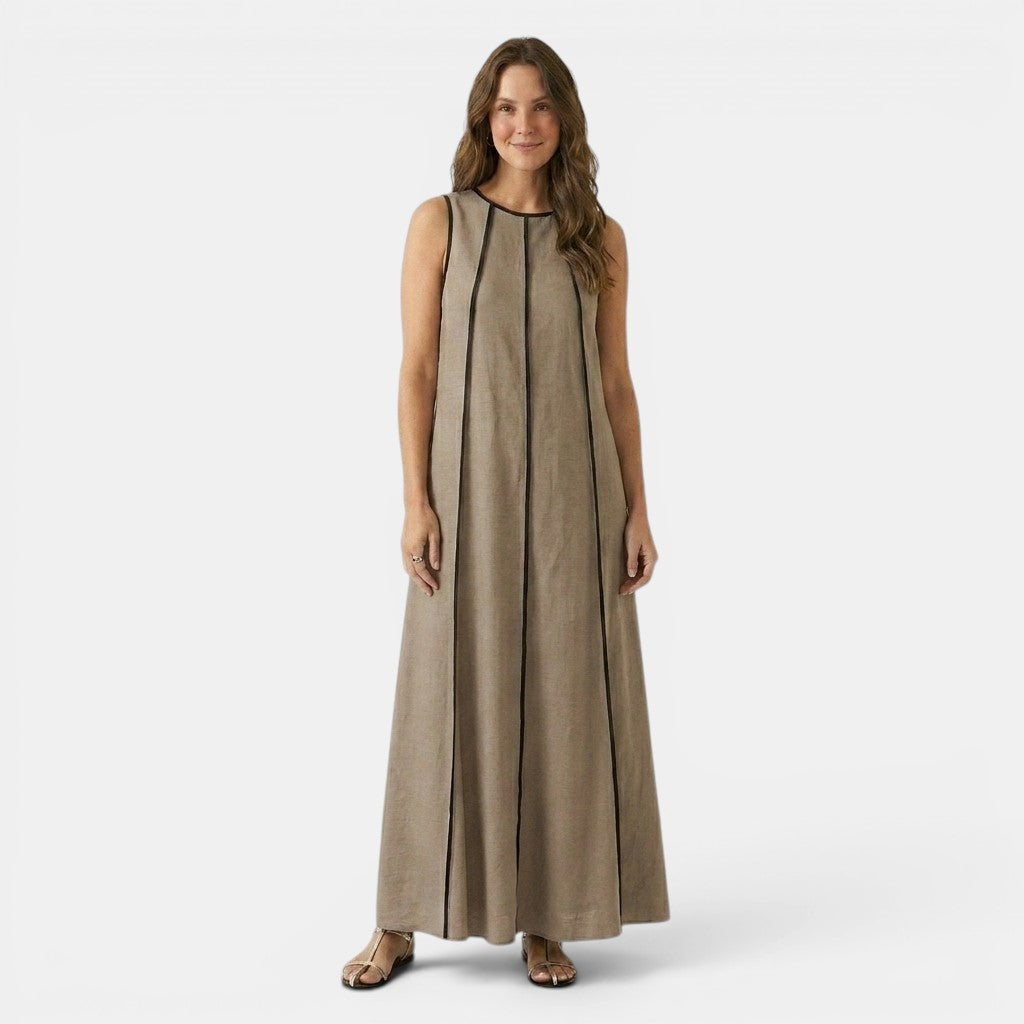Armaxio | Women’s Contrast Trim Maxi Dress Loose Fit Tank Dress
