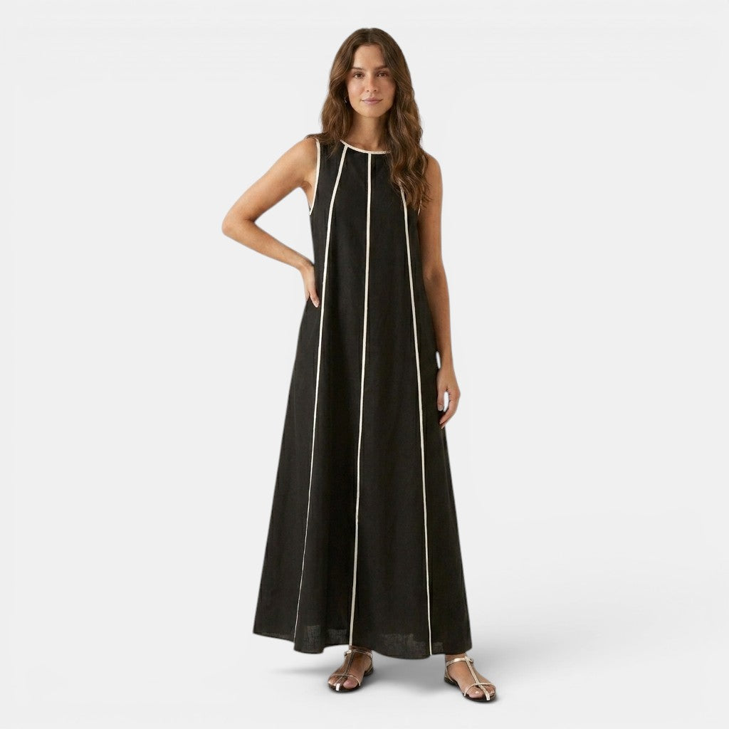 Armaxio | Women’s Contrast Trim Maxi Dress Loose Fit Tank Dress