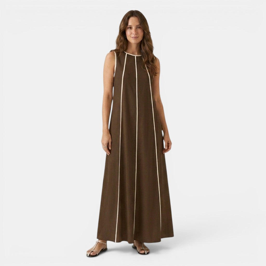 Armaxio | Women’s Contrast Trim Maxi Dress Loose Fit Tank Dress