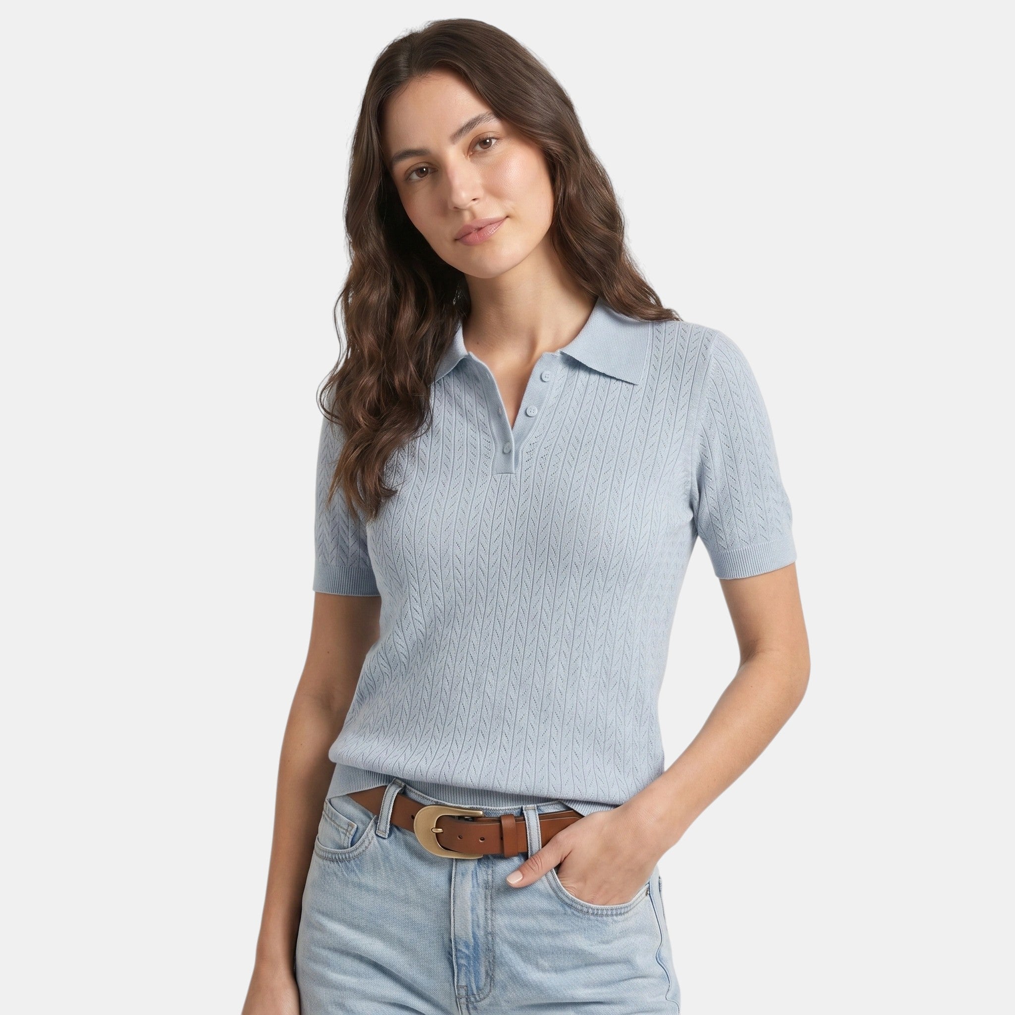 Armaxio | Women’s Knit Polo Top Short Sleeve Loose Fit Summer Shirt