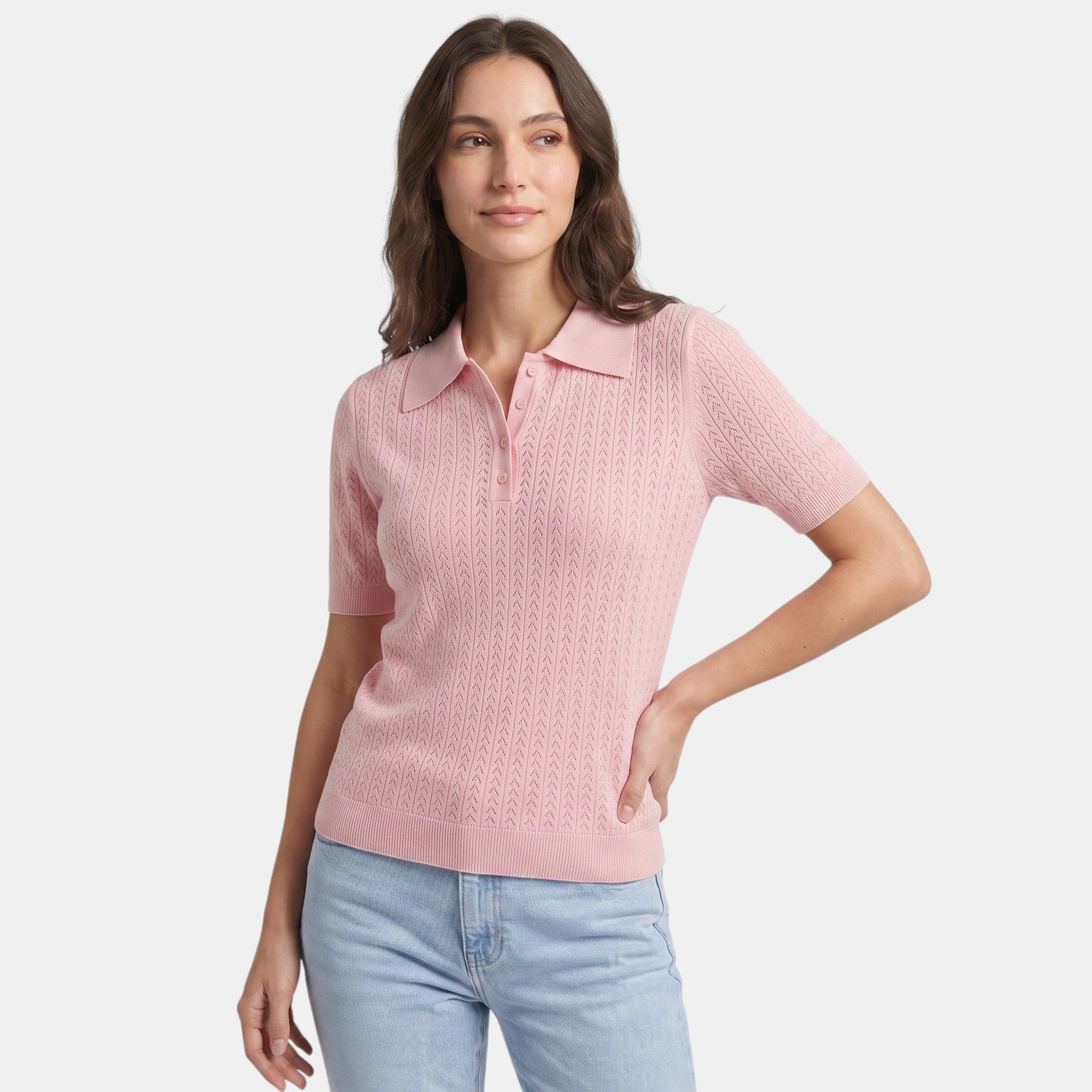 Armaxio | Women’s Knit Polo Top Short Sleeve Loose Fit Summer Shirt