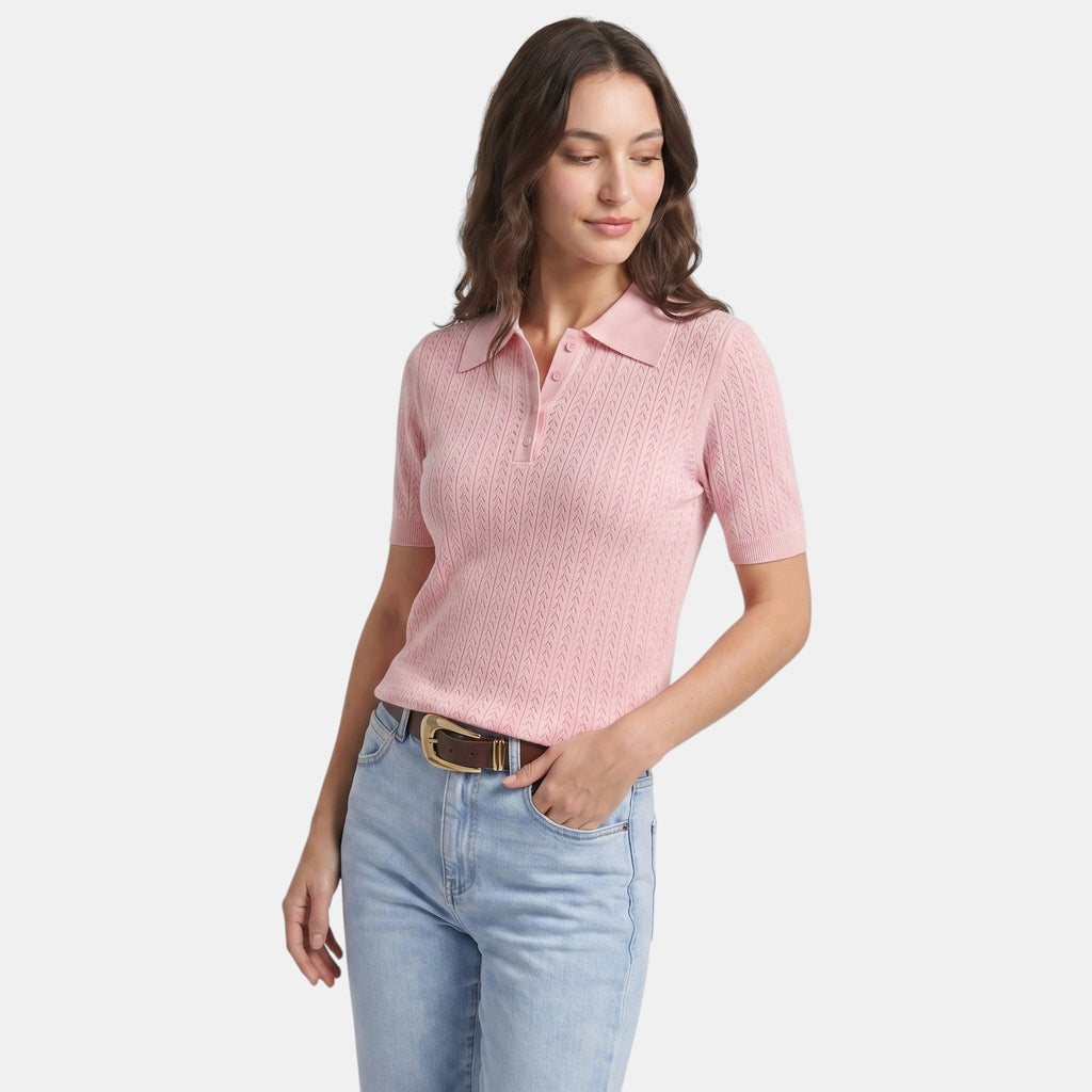 Armaxio | Women’s Knit Polo Top Short Sleeve Loose Fit Summer Shirt