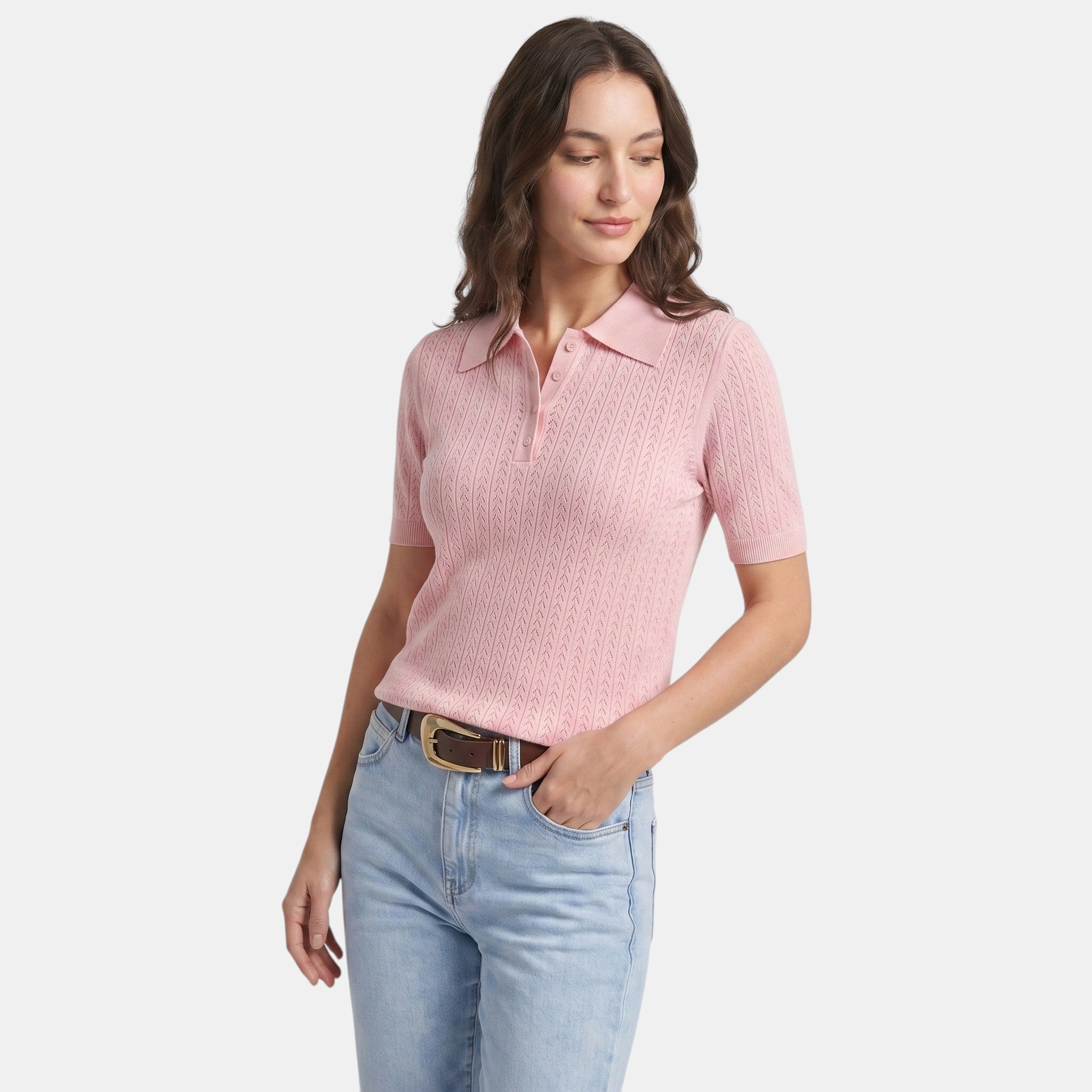 Armaxio | Women’s Knit Polo Top Short Sleeve Loose Fit Summer Shirt