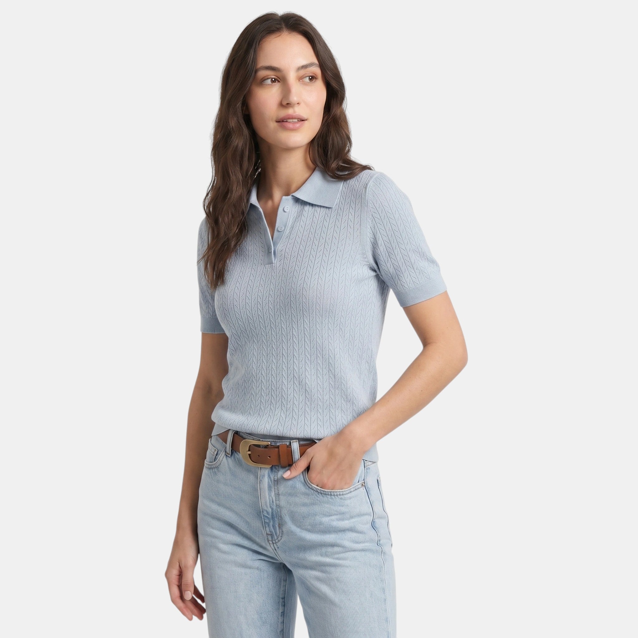 Armaxio | Women’s Knit Polo Top Short Sleeve Loose Fit Summer Shirt