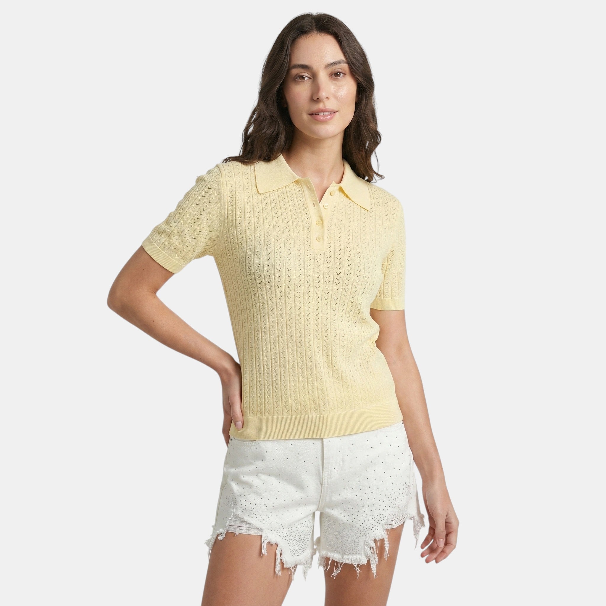 Armaxio | Women’s Knit Polo Top Short Sleeve Loose Fit Summer Shirt