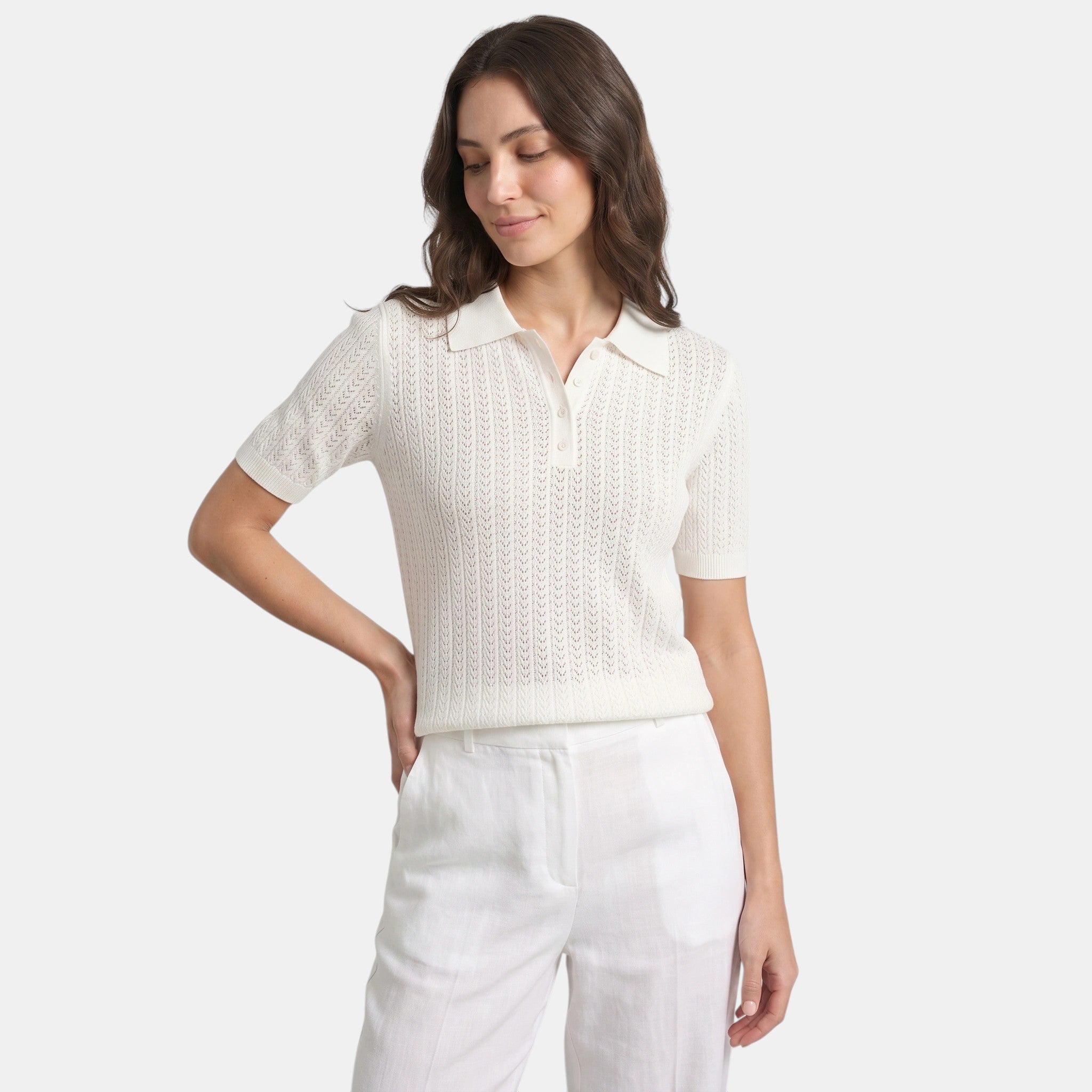 Armaxio | Women’s Knit Polo Top Short Sleeve Loose Fit Summer Shirt