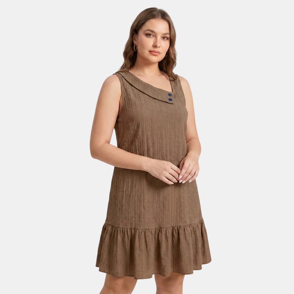 Armaxio | Women’s Sleeveless Mini Dress Asymmetric Neck A-Line Style