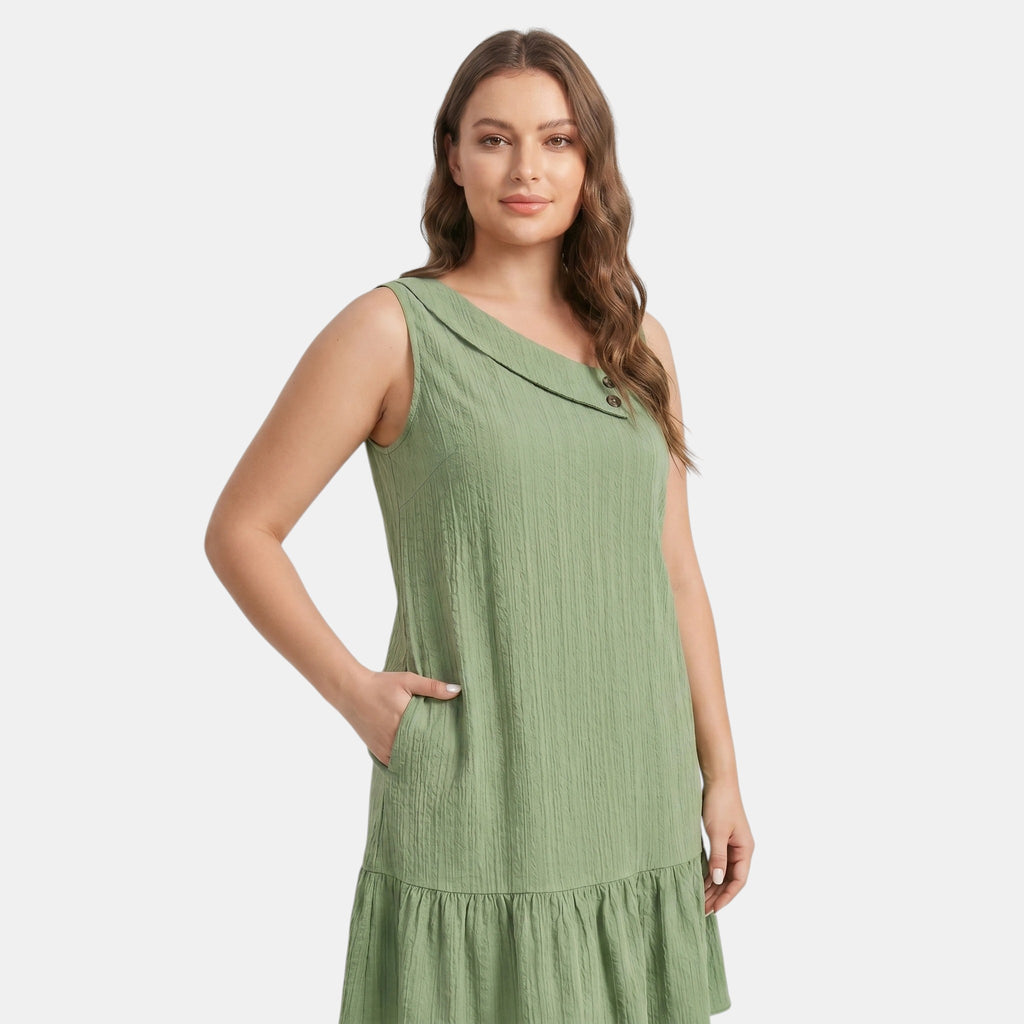 Armaxio | Women’s Sleeveless Mini Dress Asymmetric Neck A-Line Style