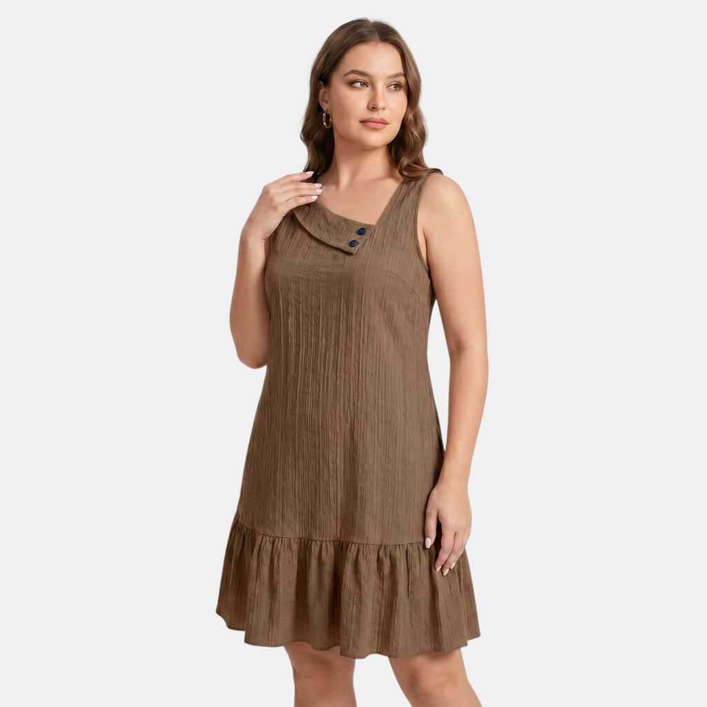 Armaxio | Women’s Sleeveless Mini Dress Asymmetric Neck A-Line Style