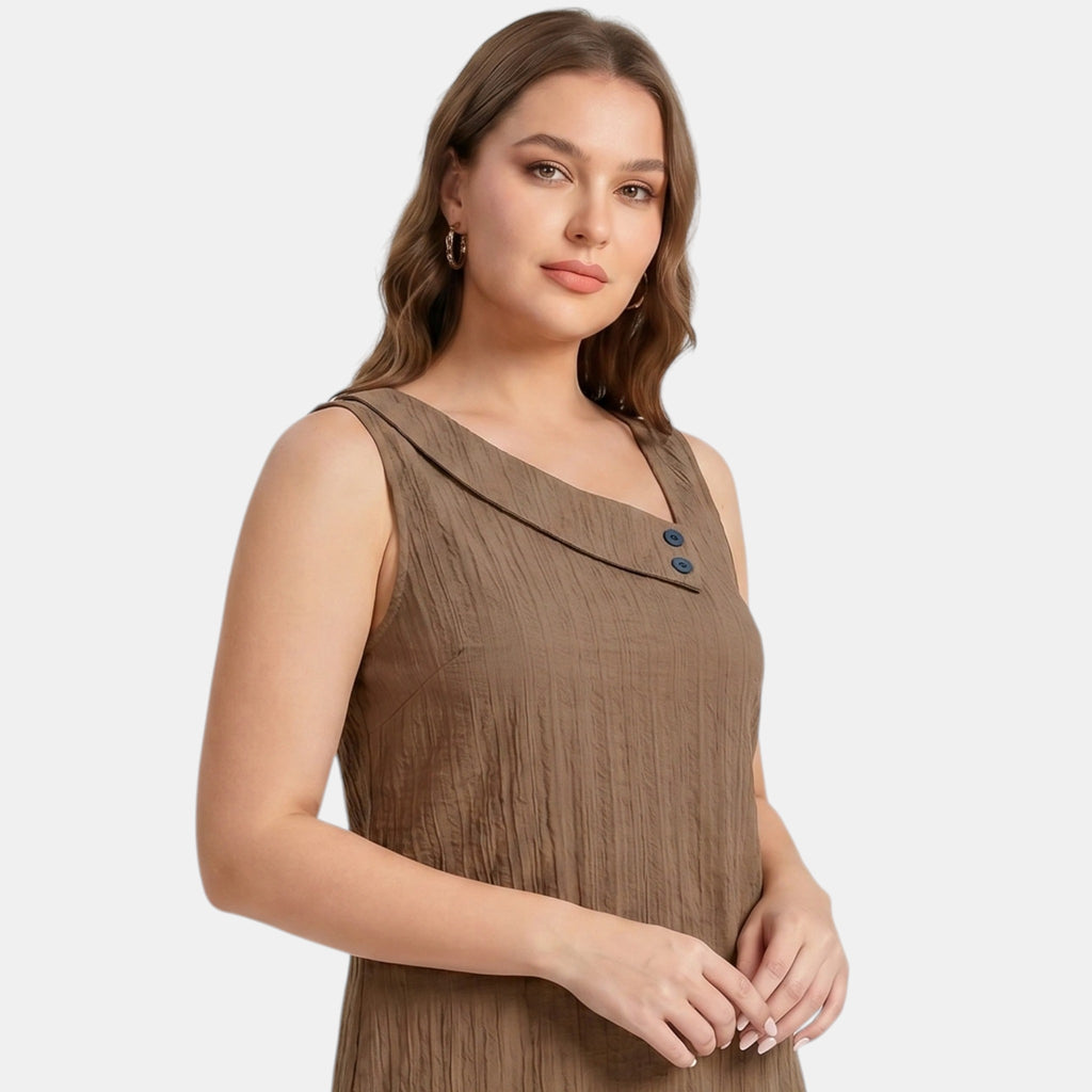 Armaxio | Women’s Sleeveless Mini Dress Asymmetric Neck A-Line Style