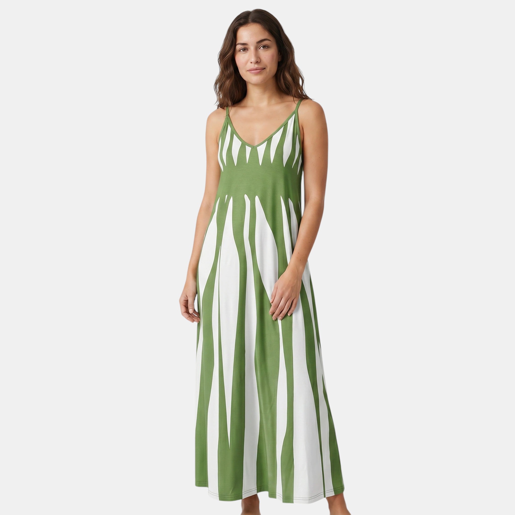 Armaxio | Women’s Striped Maxi Dress V-Neck Sleeveless Casual Style
