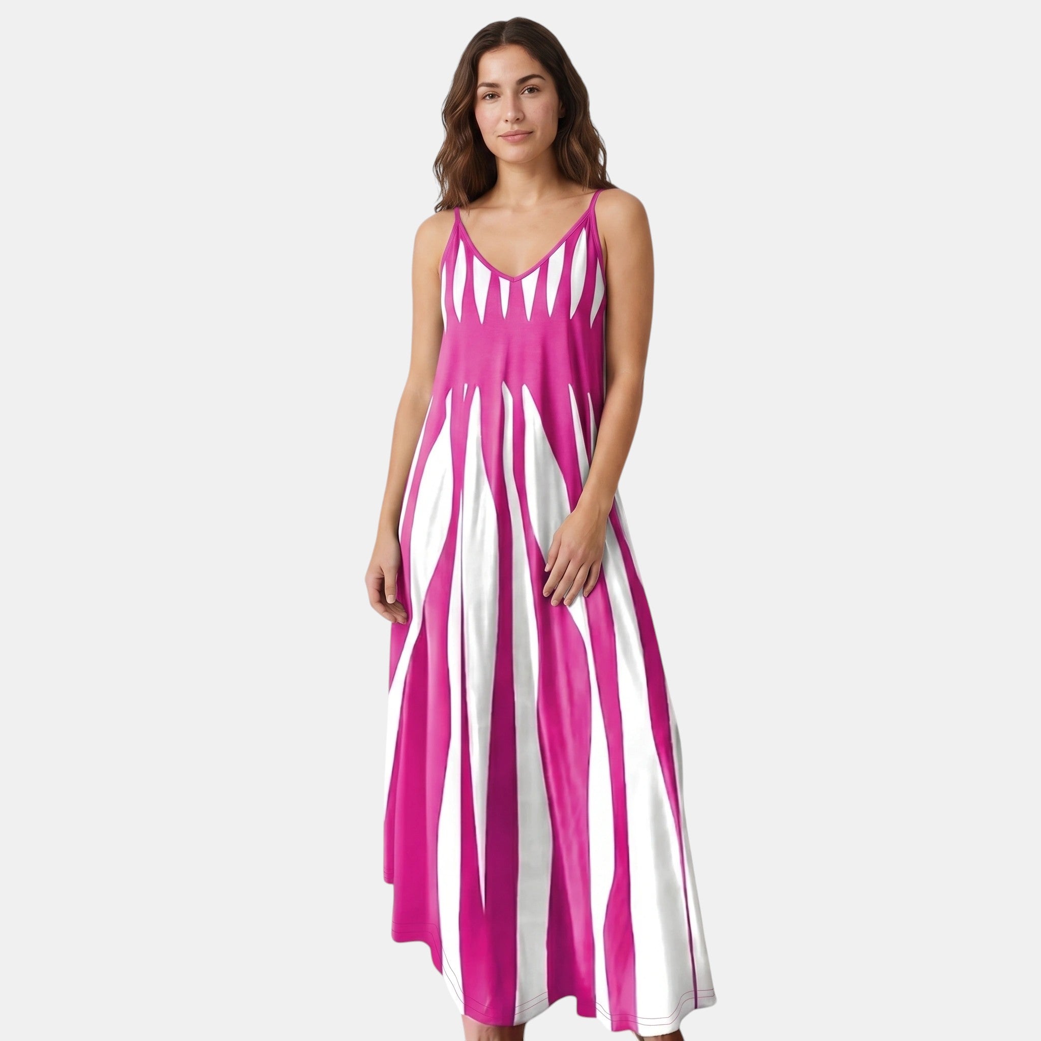 Armaxio | Women’s Striped Maxi Dress V-Neck Sleeveless Casual Style