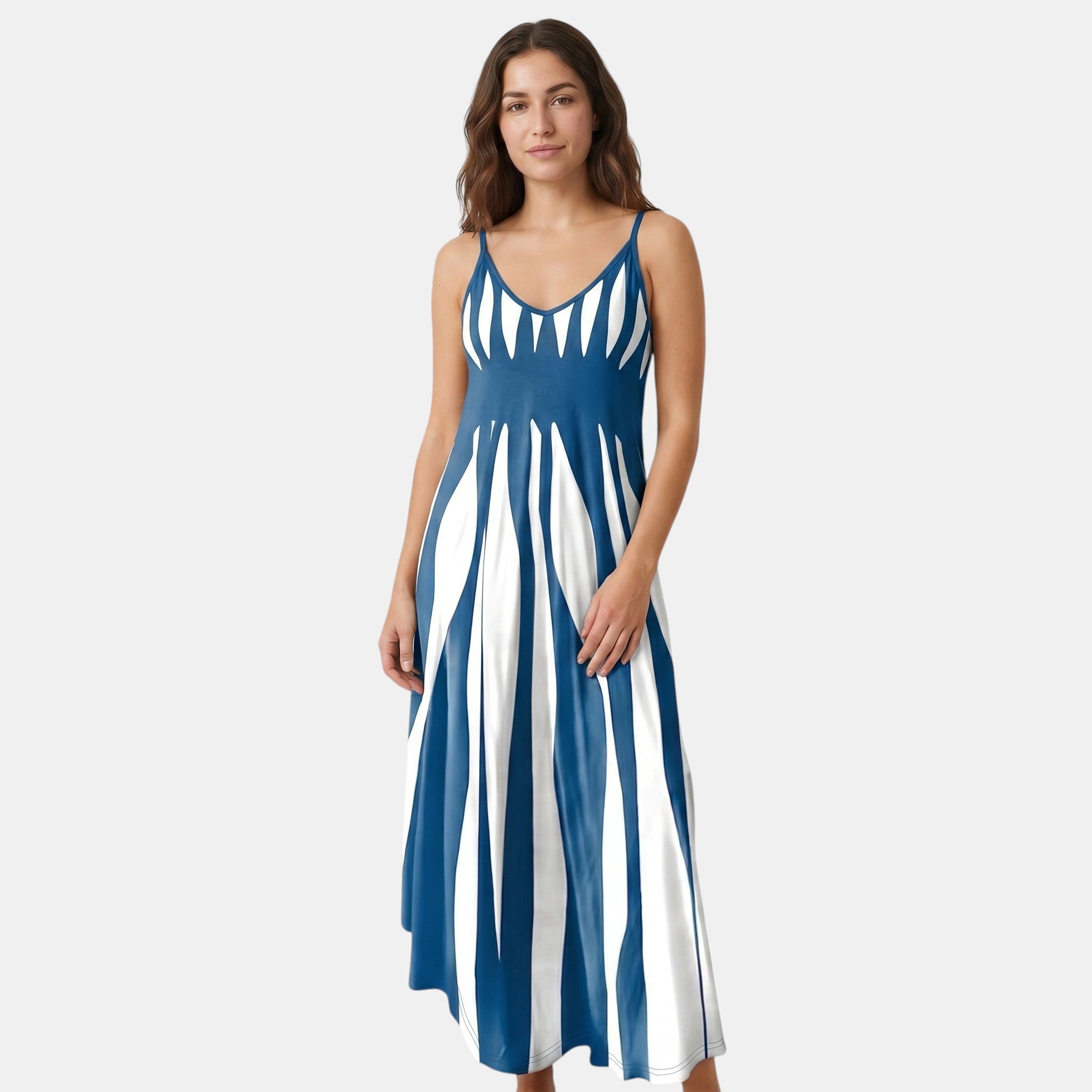 Armaxio | Women’s Striped Maxi Dress V-Neck Sleeveless Casual Style