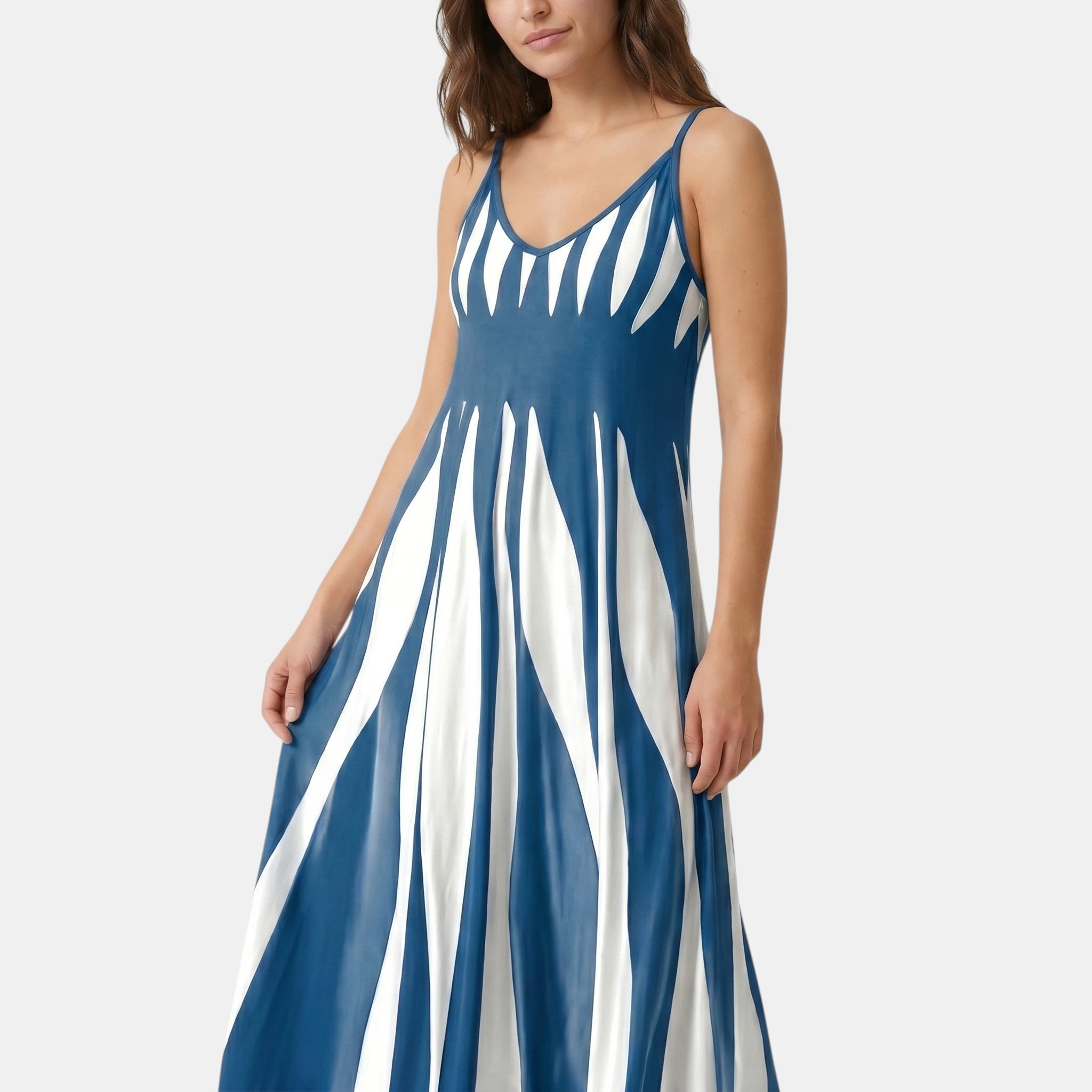 Armaxio | Women’s Striped Maxi Dress V-Neck Sleeveless Casual Style