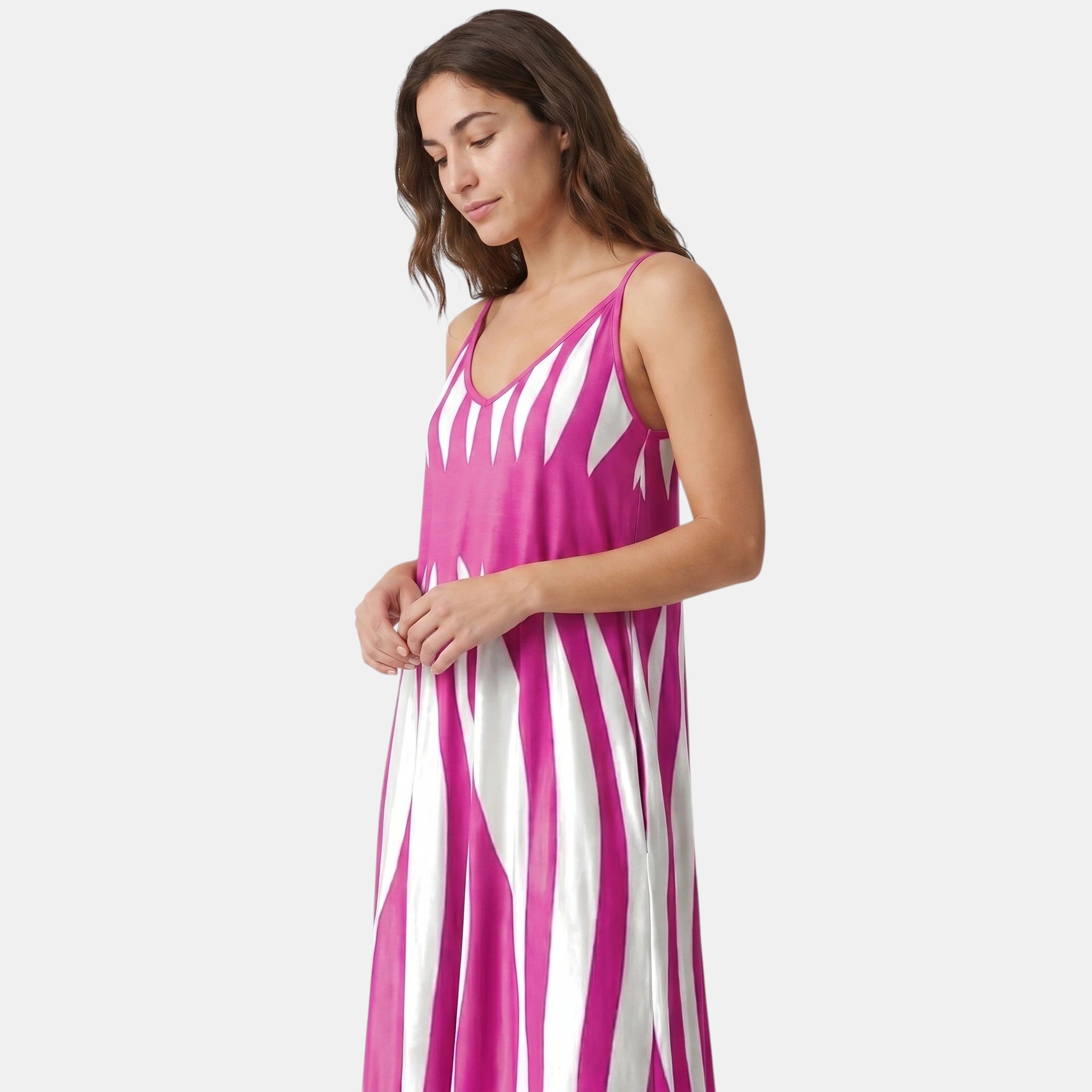 Armaxio | Women’s Striped Maxi Dress V-Neck Sleeveless Casual Style