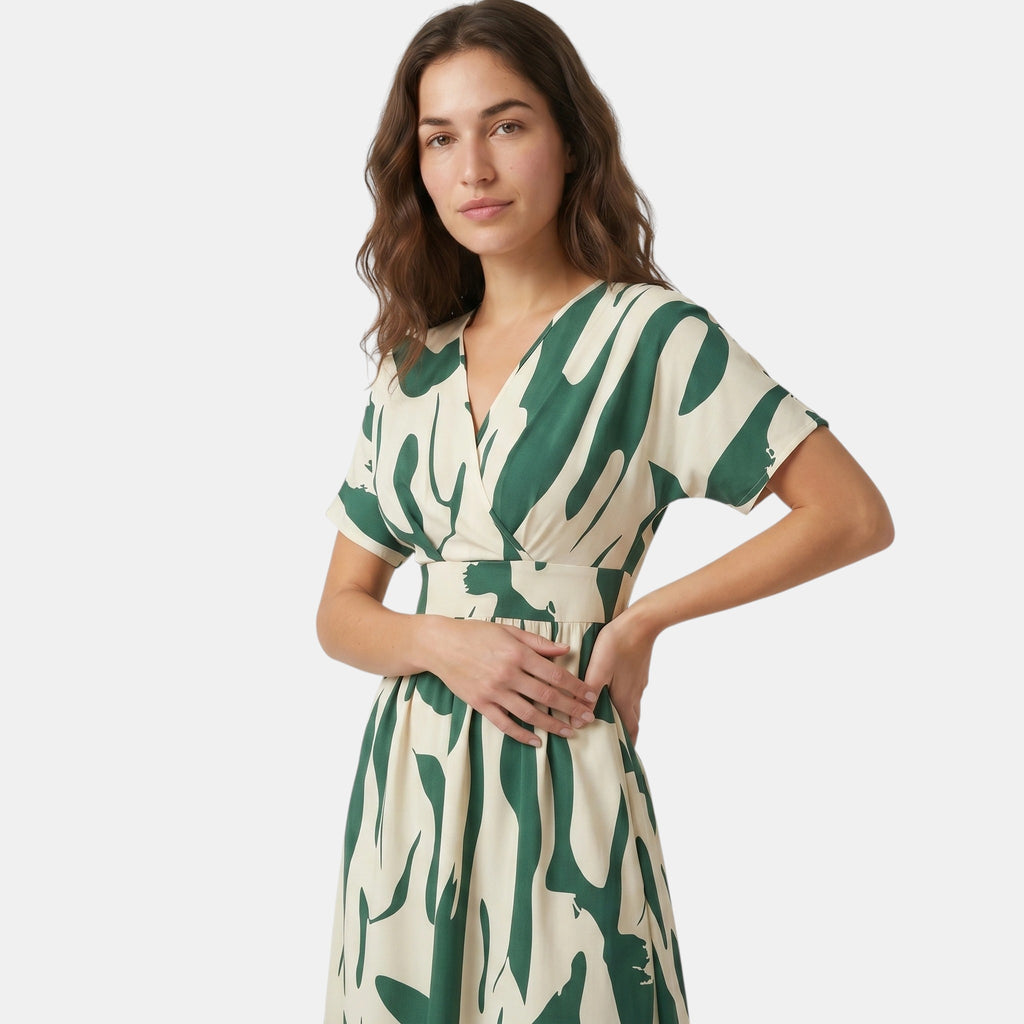Armaxio | Women's Color Block Maxi Dress Elegant A-Line V-Neck Style