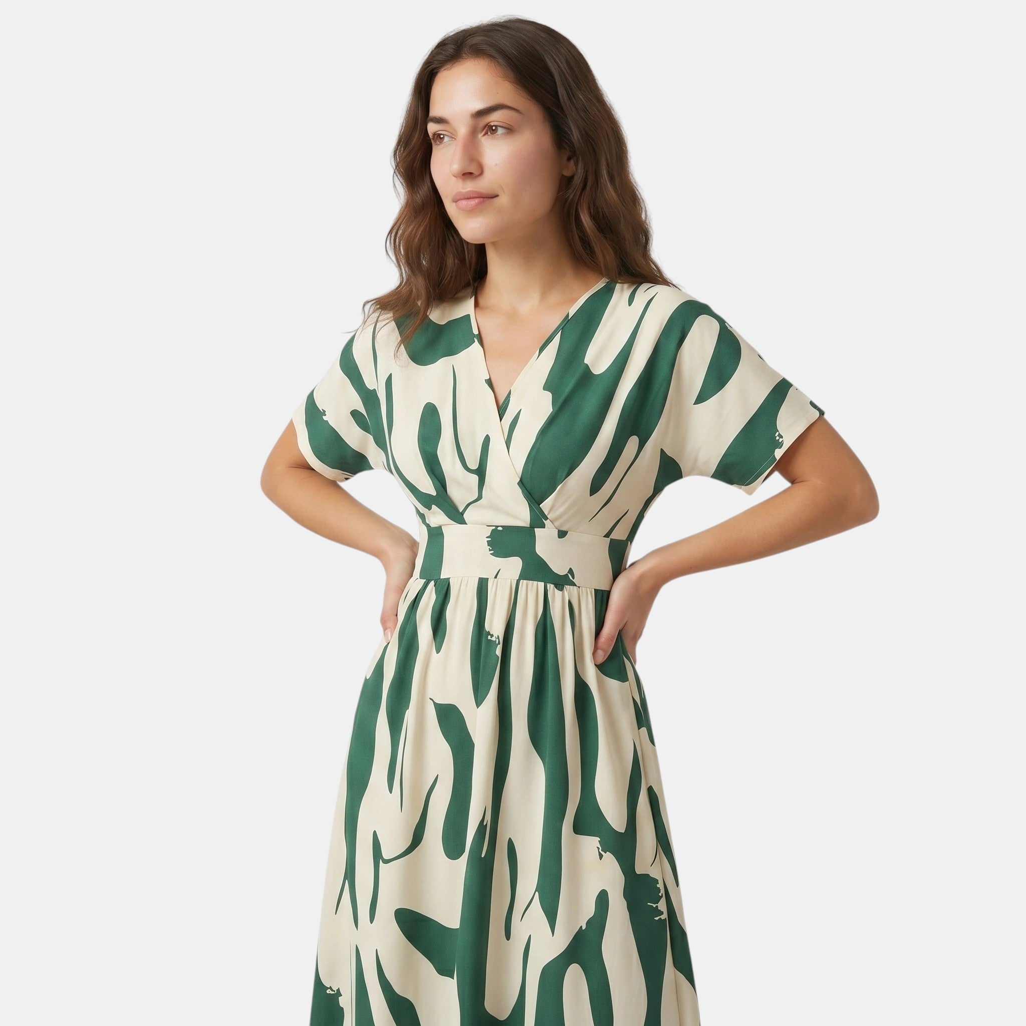 Armaxio | Women's Color Block Maxi Dress Elegant A-Line V-Neck Style