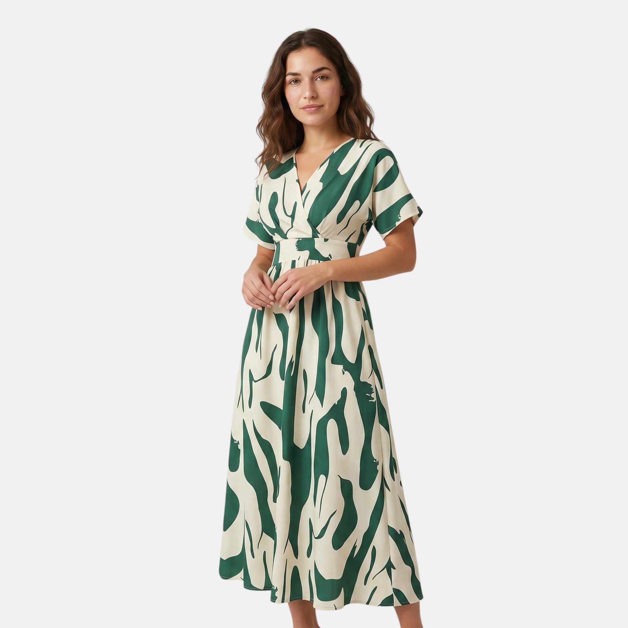Armaxio | Women's Color Block Maxi Dress Elegant A-Line V-Neck Style