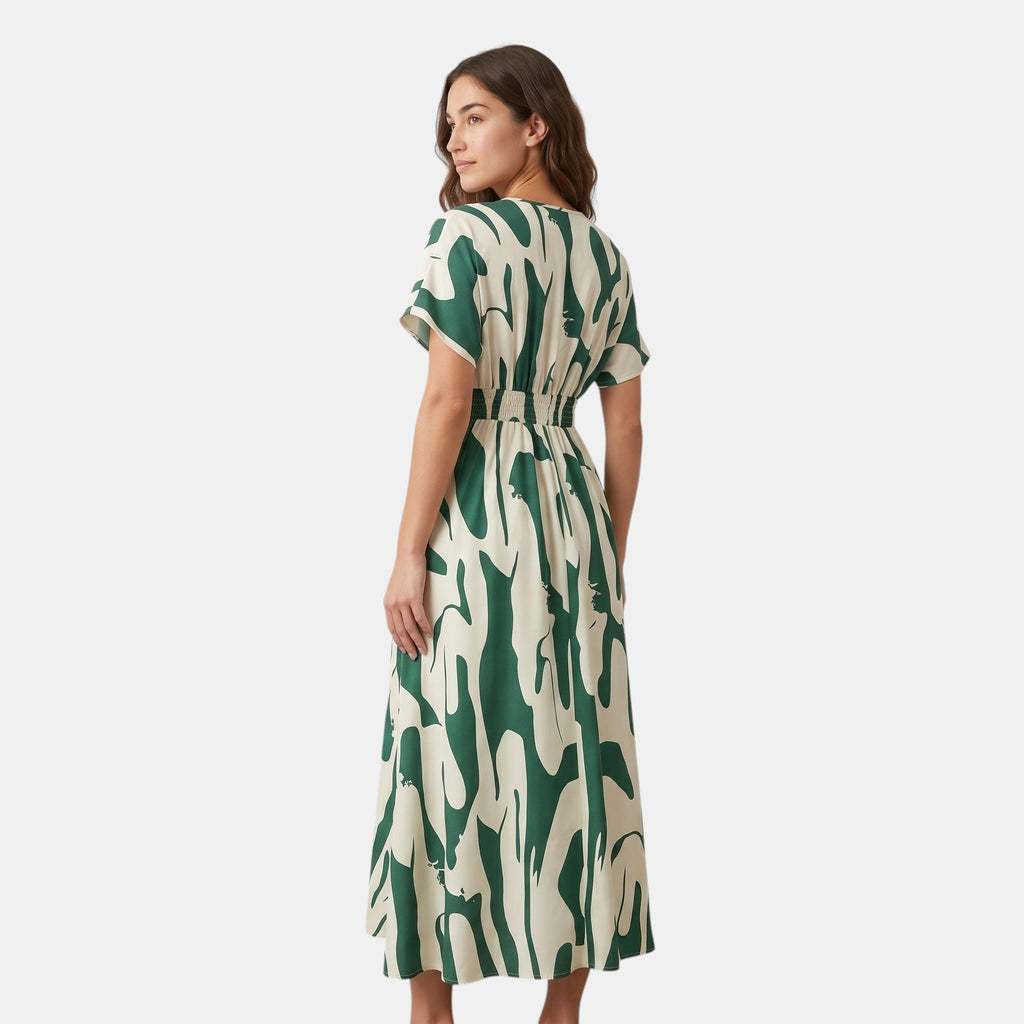 Armaxio | Women's Color Block Maxi Dress Elegant A-Line V-Neck Style