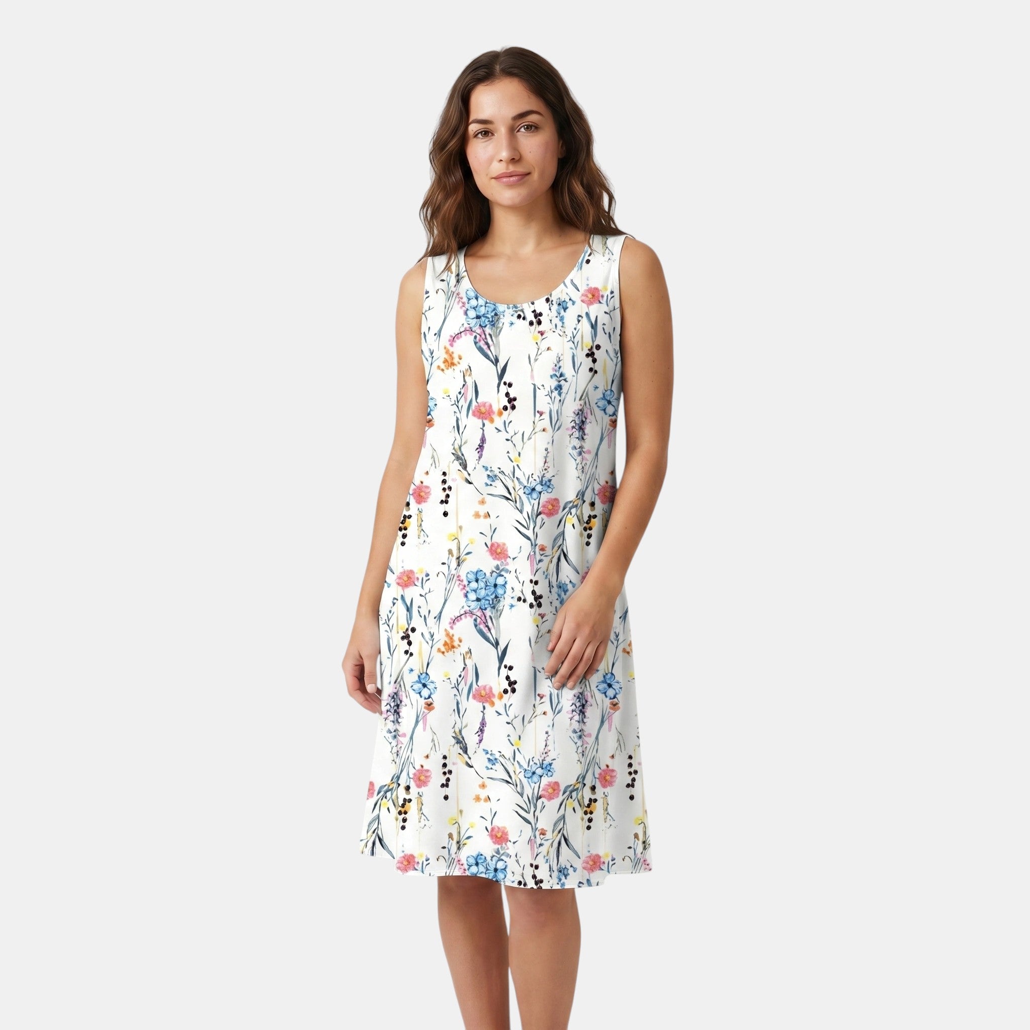 Armaxio | Women's Floral Sleeveless Midi Dress Casual Summer Crew Neck