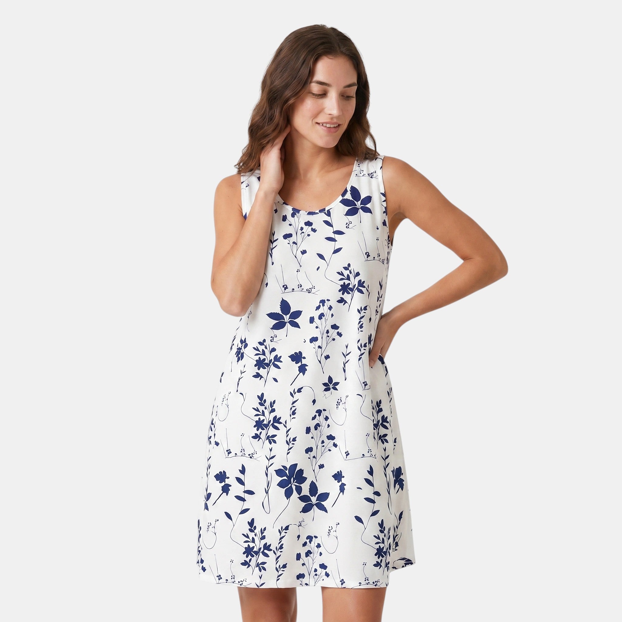 Armaxio | Women's Floral Sleeveless Midi Dress Casual Summer Crew Neck