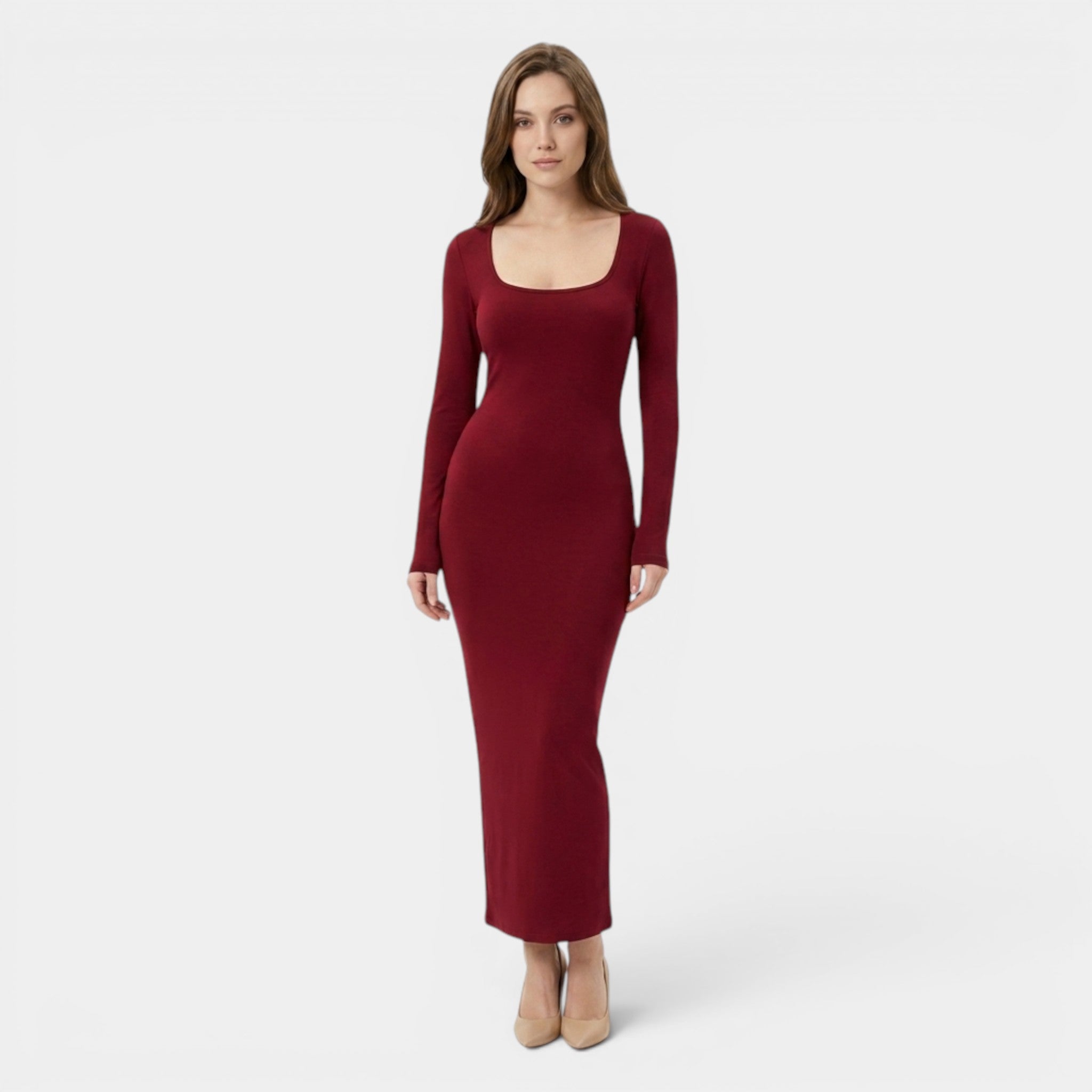 Armaxio | Women’s Dress Long Sleeve Bodycon Comfort Minimalist Maxi